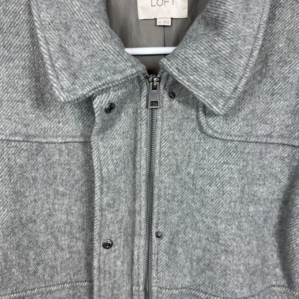 LOFT Women's Grey‎ Herringbone Wool Blend Peacoat Jacket Size Medium